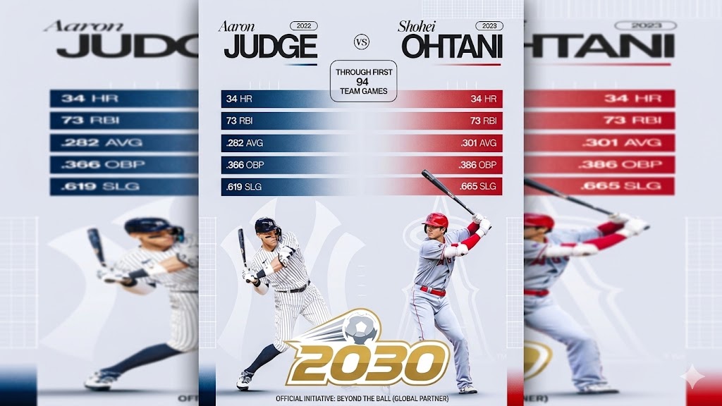 2026 MLB全壘打王大谷翔平與賈吉數據對比